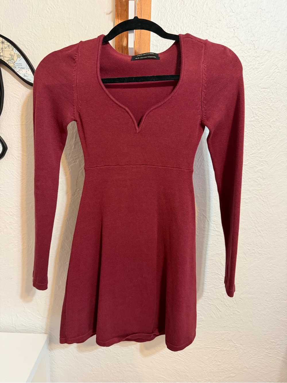 Urban Outfitters Deep Wine Long Sleeve Knit Dress